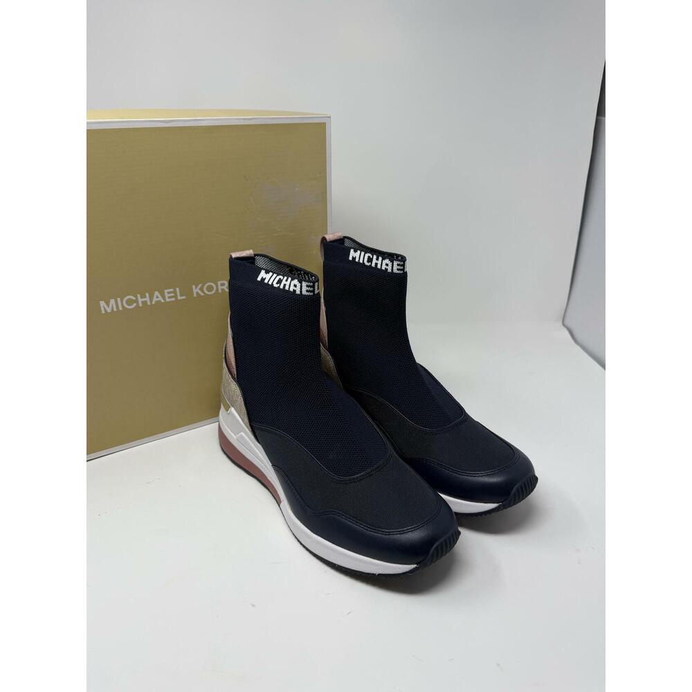 Michael Kors Women's Slip-On Logo Sock Navy Multicolor Sneakers 7.5 - Picture 2 of 6